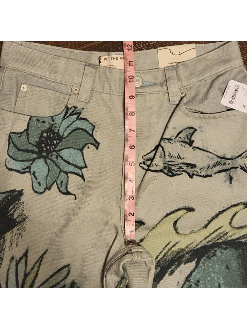 Free People Tinsley Printed Jeans 90s Y2K Seashore Nautical Fisherman Womens 27 - Picture 5 of 9